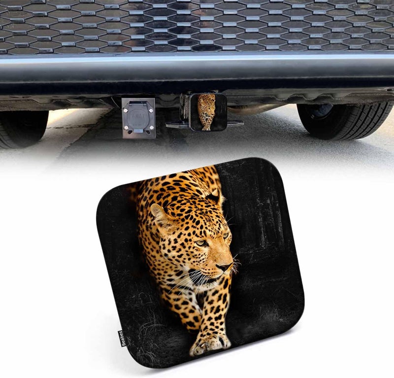 Beabes Leopard Truck Hitch Covers - African Cat Hunter Jungle Rubber Trailer Hitch Covers Receiver Plug Cap Fits 2"X2" Square Receiver Tube for Sedans Cars SUVs - Image 1
